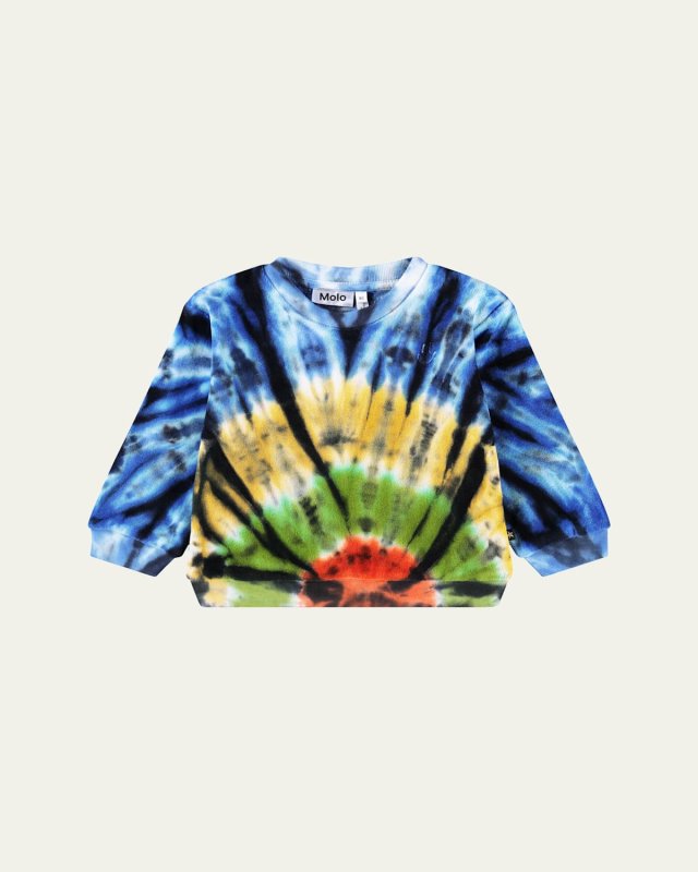 Boy's Dear Organic Cotton Tie-Dye Sweatshirt, SIze 3M-4